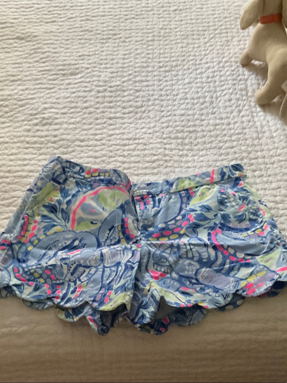 Lilly Pulitzer Light Blue Floral Athletic Shorts with Pink and Lime Accents